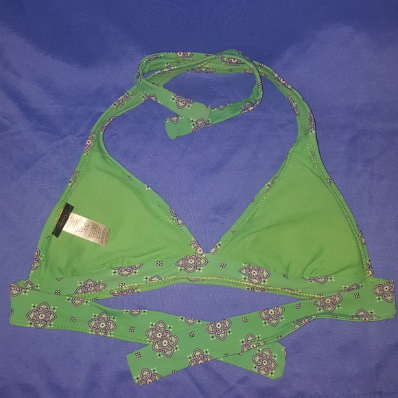 Green Halter Bikini Top Boho Chic Cute S XS - Picture 2 of 4